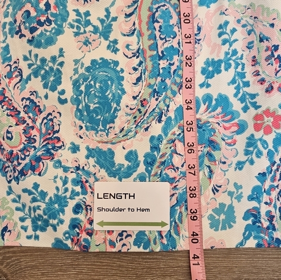 Talbots Plus 22W Cotton Blend Stretchy  Turquoise Fresco Paisley Shift Dress - Picture 8 of 8